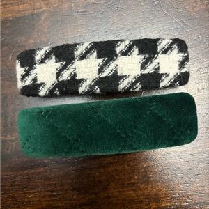 Stoney Clover Lane Barrettes Winter Collection Velvet Green and Houndstooth